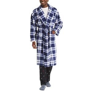 Nautica Men's Plaid Robe Blue Plaid One Size - Red Mark on Cuff